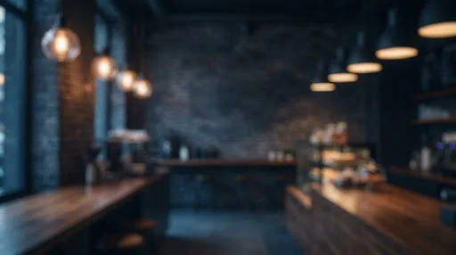 Interno di una caffetteria con illuminazione calda