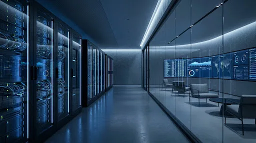 Sala moderna di server di rete